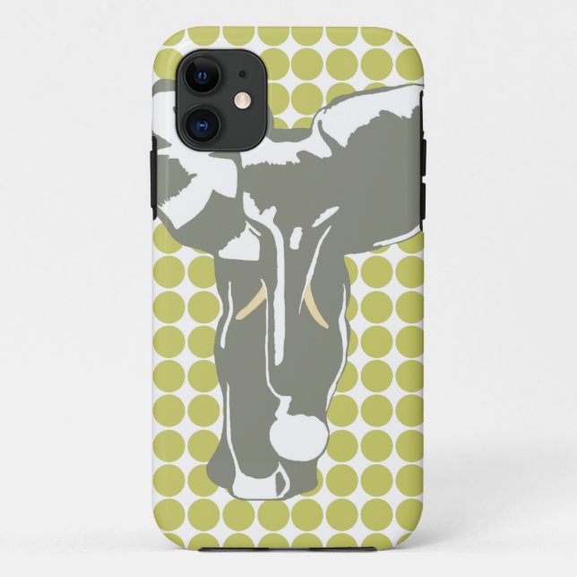 Khaki Safari Dot with Pop Art Elephant Case-Mate iPhone Case (Back)