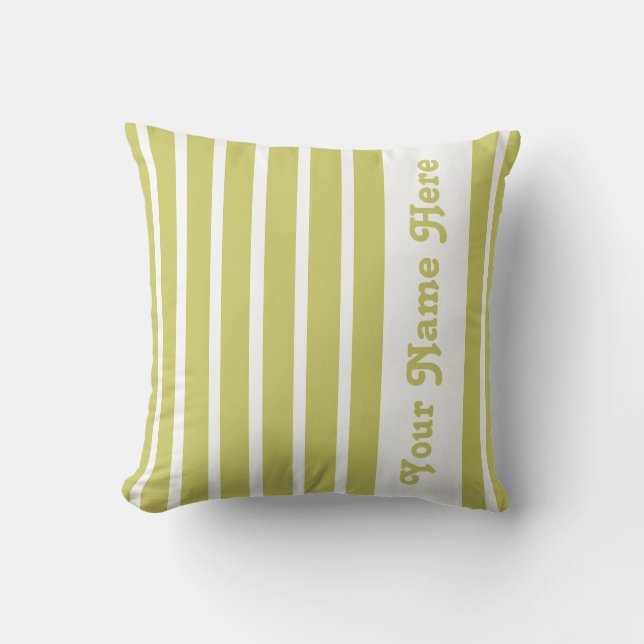 Khaki Safari Stripe Pillow with name (Front)