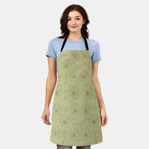 Khaki & Sage Green Boho Floral Apron