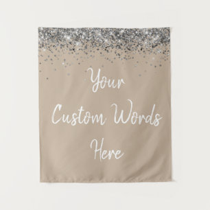 Khaki Silver Birthday Party 30th Photo Booth Prop  Tapestry