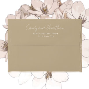 Khaki Simple Style Modern Script Wedding Envelope