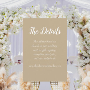 Khaki Simple Style Wedding Details Enclosure Card