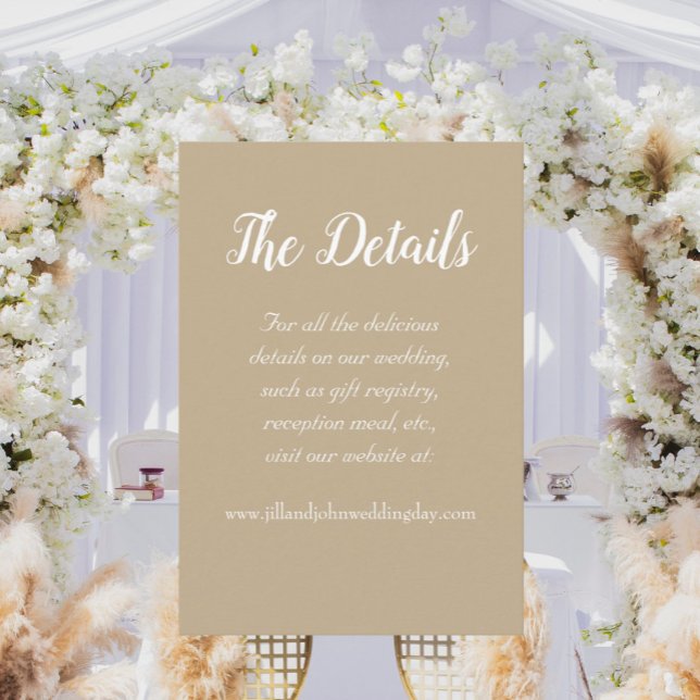 Khaki Simple Style Wedding Details Enclosure Card (In Situ Wedding)