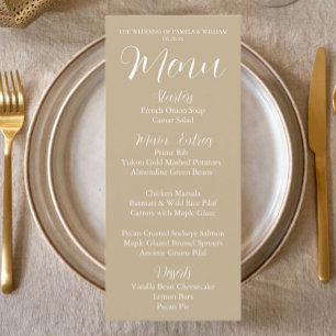 Khaki Simple Style Wedding Dinner Menu