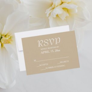 Khaki Simple Style Wedding RSVP Card