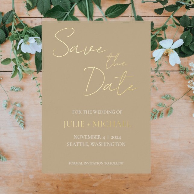 Khaki Simple Style Wedding Save the Date (In Situ Wedding)