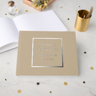 Khaki Simple Stylised Lettering Wedding Guest Book
