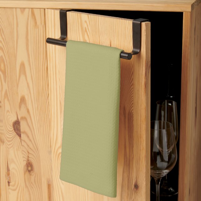 Khaki solid colour tea towel (Thirds Fold)