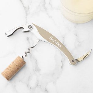 Khaki Stylised Wedding Best Man Name Corkscrew