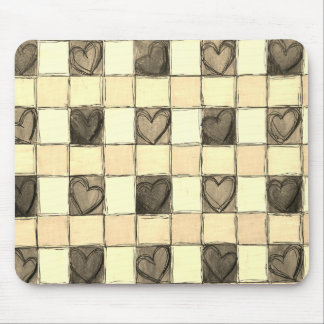 Khaki tan cream gingham Mouse pad