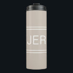 Khaki Tan Personalised Monogram Initials Drink Thermal Tumbler<br><div class="desc">Three Initial Monogrammed thermal tumblers are timeless, classic and stylish. Perfect for hot and cold beverages! Our Unique design is the perfect personalised gift for that special occasion. Shop our integrated collection of coordinating colours and golf - sports accessories. Custom personal monogrammed initials are added to the neutral khaki tan...</div>