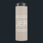 Khaki Tan Personalised Monogram Initials Drink Thermal Tumbler<br><div class="desc">Three Initial Monogrammed thermal tumblers are timeless, classic and stylish. Perfect for hot and cold beverages! Our Unique design is the perfect personalised gift for that special occasion. Shop our integrated collection of coordinating colours and golf - sports accessories. Custom personal monogrammed initials are added to the neutral khaki tan...</div>