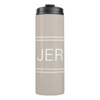 Khaki Tan Personalised Monogram Initials Drink