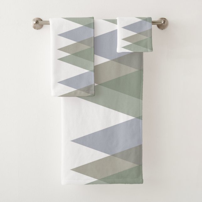 Khaki triangles bath towel set (Insitu)