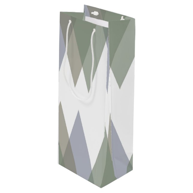 Khaki triangles wine gift bag (Front Angled)
