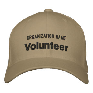 Khaki Volunteer Hat Custom Embroidered Flexfit Cap