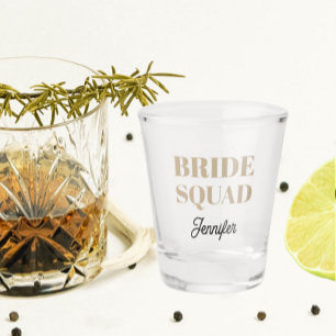 Khaki Wedding Bride Squad Personalized Shot Glass