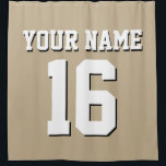 Khaki White Sports Jersey Team Jersey Shower Curtain<br><div class="desc">Preppy Solid Colour Team Jersey / Sports Jersey / Football Jersey / Rugby Jersey with Custom Name Customise this with your own name or team name and a number. You can change the size, colour and placement of the text if you need to make changes, change the colour of or...</div>