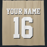 Khaki White Sports Jersey Team Jersey Shower Curtain<br><div class="desc">Preppy Solid Colour Team Jersey / Sports Jersey / Football Jersey / Rugby Jersey with Custom Name Customise this with your own name or team name and a number. You can change the size, colour and placement of the text if you need to make changes, change the colour of or...</div>
