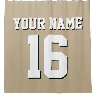 Khaki White Sports Jersey Team Jersey Shower Curtain