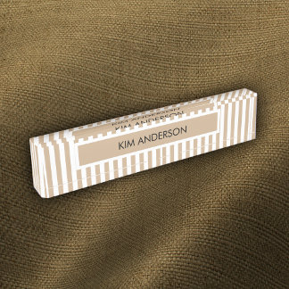 Khaki White Stripe Nameplate