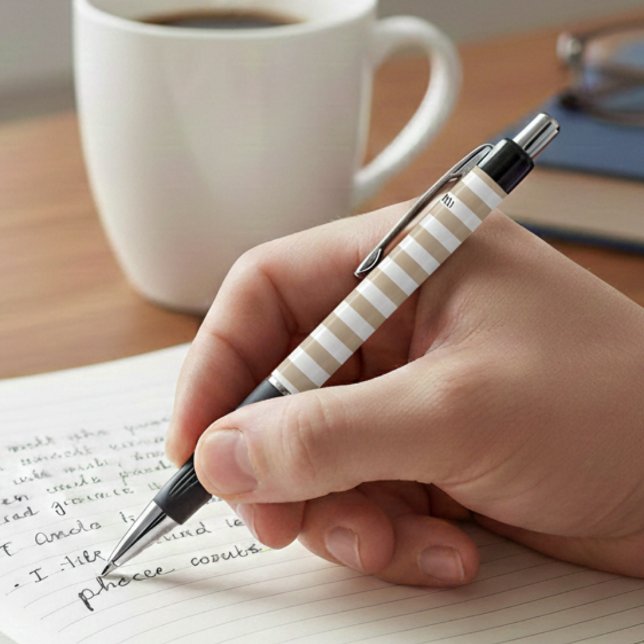 Khaki White Stripe Pen with Name (Creator Uploaded)