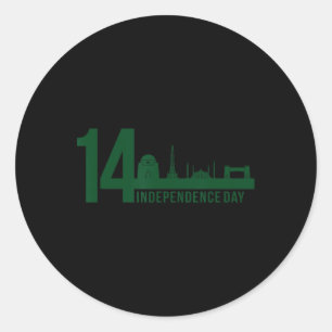 Khan 14 August Independence Day Pakistan Patriotic Classic Round Sticker