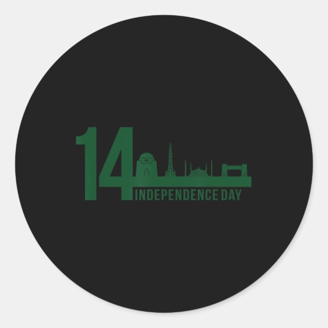 Khan 14 August Independence Day Pakistan Patriotic Classic Round Sticker (Front)