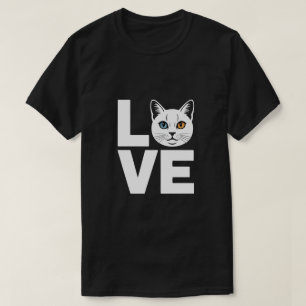 Khao Manee Cat Love Odd Eye Design T-Shirt