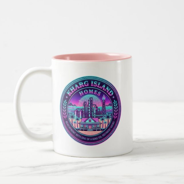 Kharg Island Homes Iran Vaporwave Mug (Left)