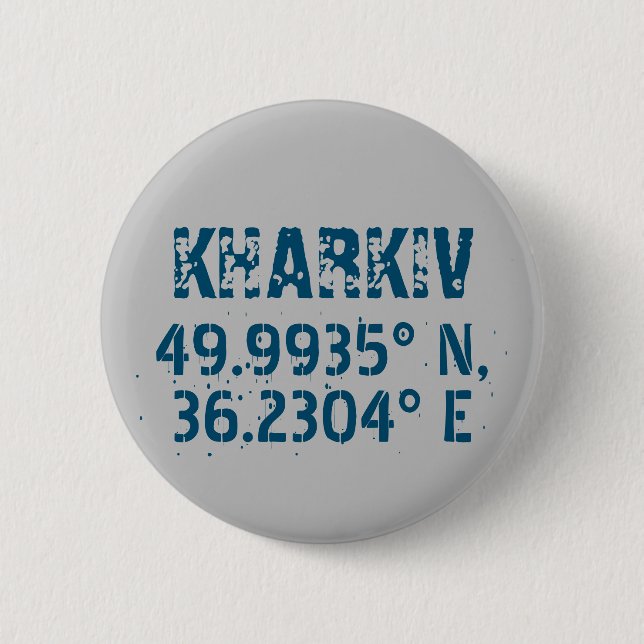 Kharkiv Ukraine Latitude & Longitude Distressed  6 Cm Round Badge (Front)