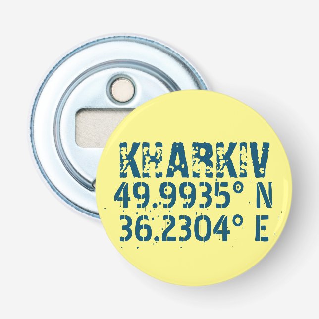 Kharkiv Ukraine Latitude & Longitude Distressed  Bottle Opener (Front)