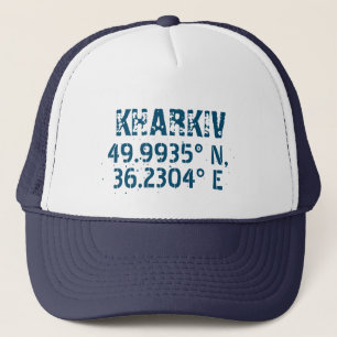 Kharkiv Ukraine Latitude & Longitude Distressed Trucker Hat