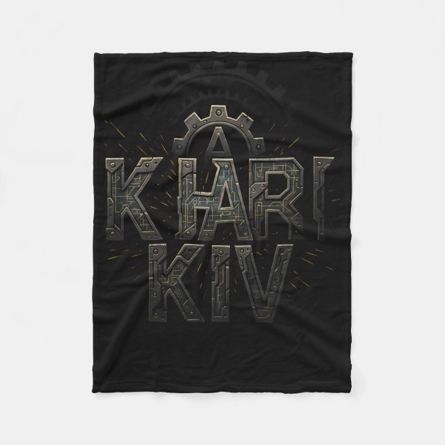 Kharkiv Ukraine Tech Circuit Style Urn City  Fleece Blanket (Front)
