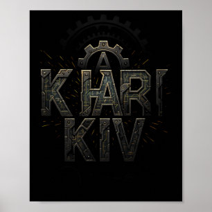 Kharkiv Ukraine Tech Circuit Style Urn City  Poster