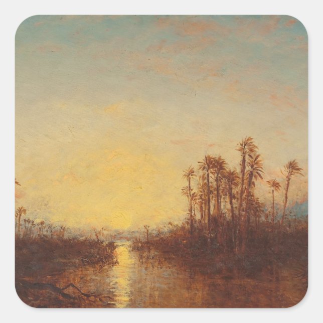 Khartoum, Coucher De Soleil – Félix Ziem Square Sticker (Front)