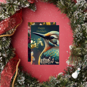 Khem Hummingbird Garden Foil Holiday Card Gold