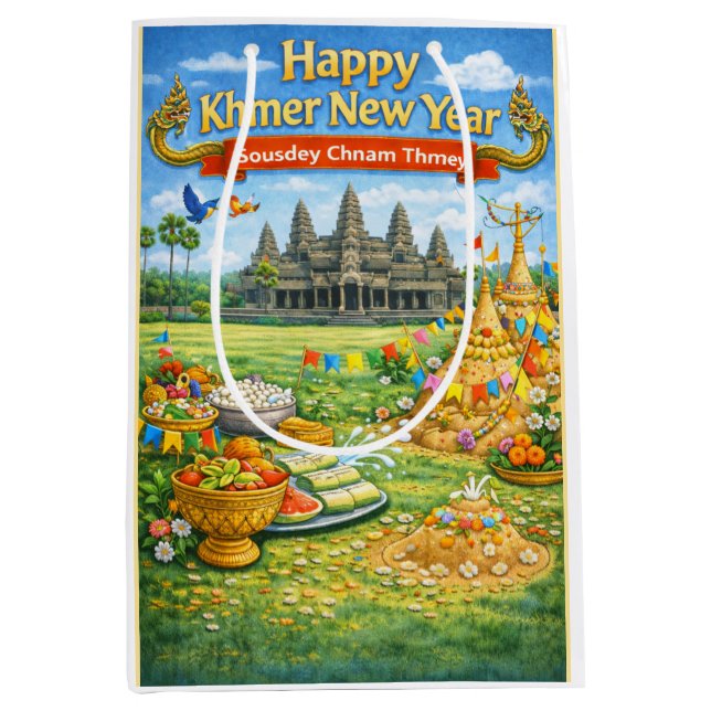 Khmer New Year Celebration-Sousdey Chnam Thmey Medium Gift Bag (Front)