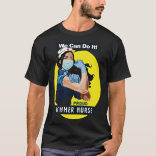 Khmer Proud Frontline Worker Rosie Riveter Nurse D T-Shirt