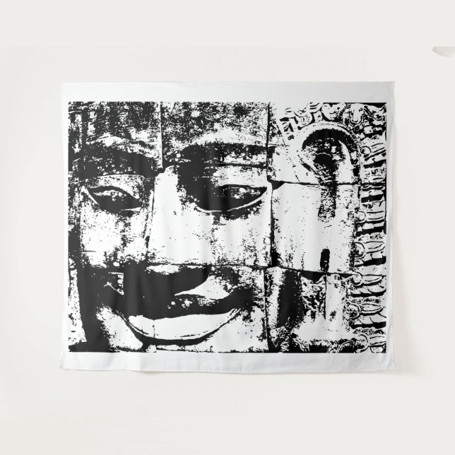 Khmer Stone Face ... Bayon Temple, Cambodia Tapestry (Front (Horizontal))