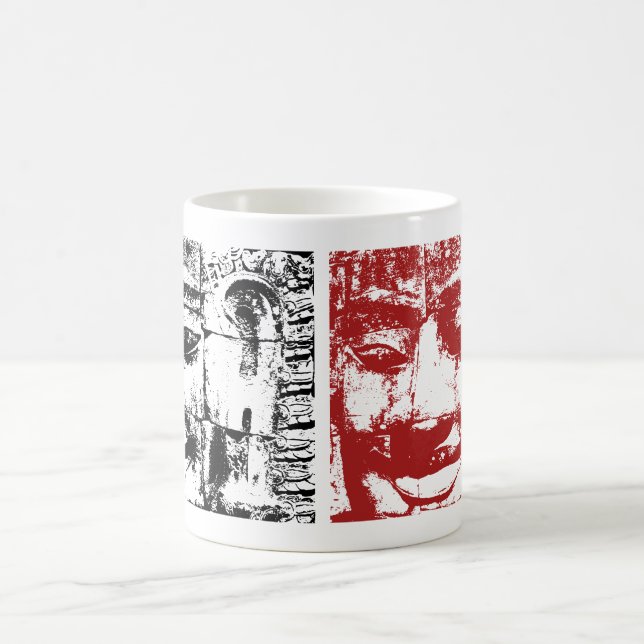 Khmer Stone Face ... RED BLACK Cambodia Coffee Mug (Center)