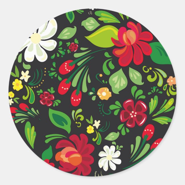 Khokhloma Classic Round Sticker (Front)