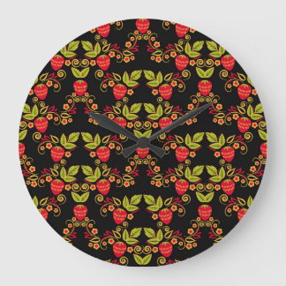 Khokhloma Russian Berries: Traditional Style Large Clock
