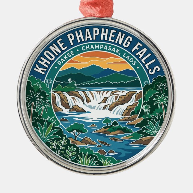 Khone Phapheng Falls Laos Metal Tree Decoration (Front)