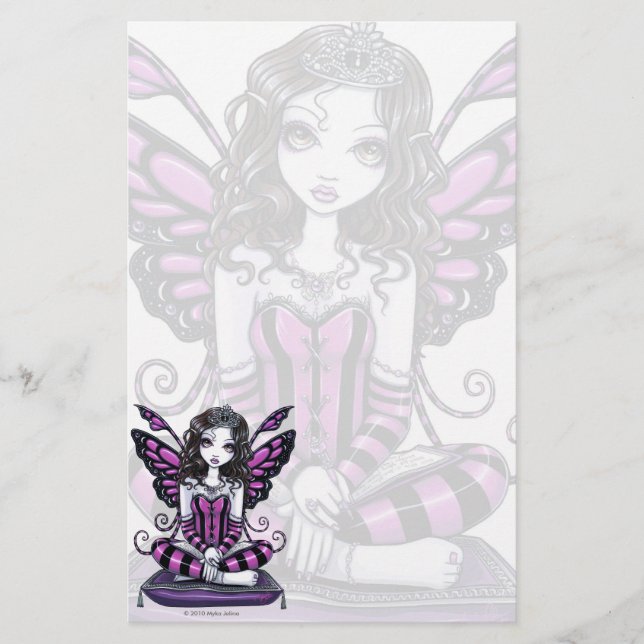 "Khristyn" Gothic Pink Princess Fae Art Stationery (Front)