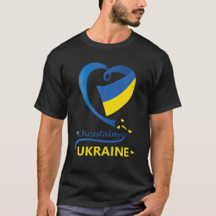 Khrustalnyi Ukraine National Flag Heart Emblem Cre T-Shirt