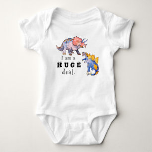 KHS Cute Watercolor I am a Huge Deal Dinosaur Baby Bodysuit