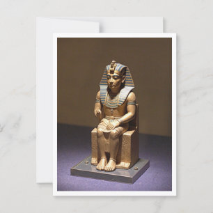Khufu Seated Pharaoh Great Pyramid King Postcard