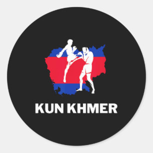 Khun Khmer Cambodia Martial Arts Kick Boxing Fight Classic Round Sticker