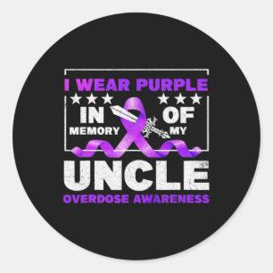 Ki Purple Ribbon Overdose Awareness Month Costume Classic Round Sticker